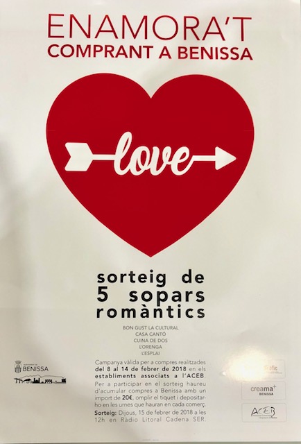¡¡Por san Valentin gana una cena comprando en Cristaleria Benissa!!